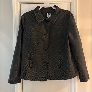 GAP Women's Black and White Patterned Collared Jacket Cotton XL